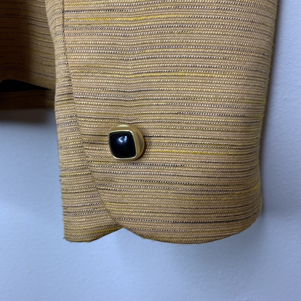 KASPER Blazer Mustard Gold Single Breasted Statement Dinner Jacket 3D Buttons - Picture 4 of 11